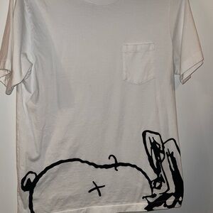 Uniqlo X Kaws collab Snoopy White Tee with Black Sketched Graphic